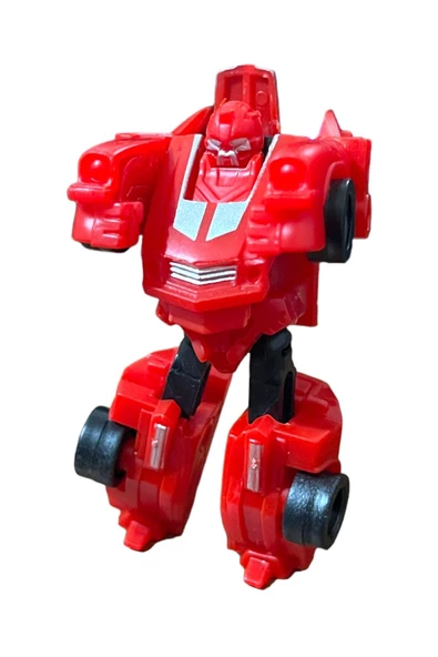 SUPER Warrior Mini Plastik Gövdeli Dönüşebilen Robot Araba 7.5 CM KIRMIZI - 4
