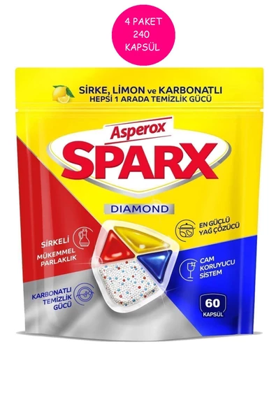 Asperox Sparx Bulaşık Makinesi Tableti 60'lı 4 Adet - 2