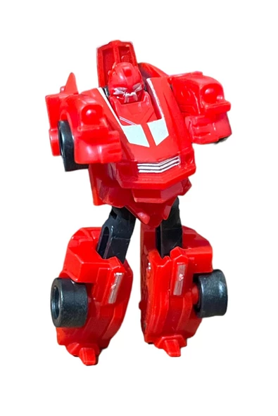 SUPER Warrior Mini Plastik Gövdeli Dönüşebilen Robot Araba 7.5 CM KIRMIZI - 3