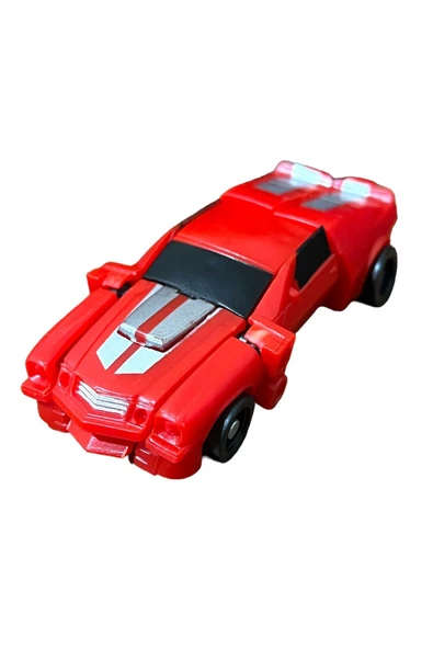 SUPER Warrior Mini Plastik Gövdeli Dönüşebilen Robot Araba 7.5 CM KIRMIZI - 5