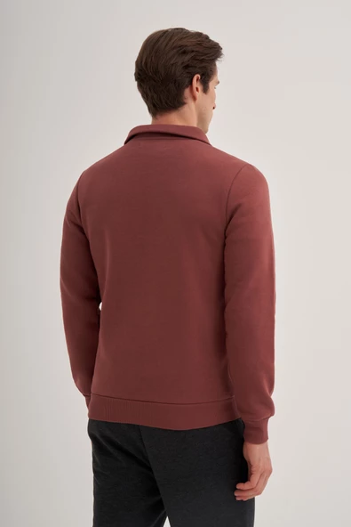 Cazador 24KCEEO05618 Gül Kurusu Erkek 3 İplik Yarım Fermuarlı Geniş Boğazlı Sweat - 2