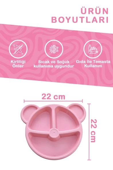 Mithra Life 3 Bölmeli Pembe Bebek Çocuk Yemek Mama Tabağı MIT1114 - 2