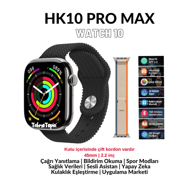 Wearfit Pro Watch 10 Series Hk 10 Pro Max Akıllı Saat Amoled Gsensor Yapay Zeka Destekli Kulaklık Eşleştirme Çağrı Yanıtlama Dil Çeviri Desteği Galeri Kitap Okuma Oyun Oynama