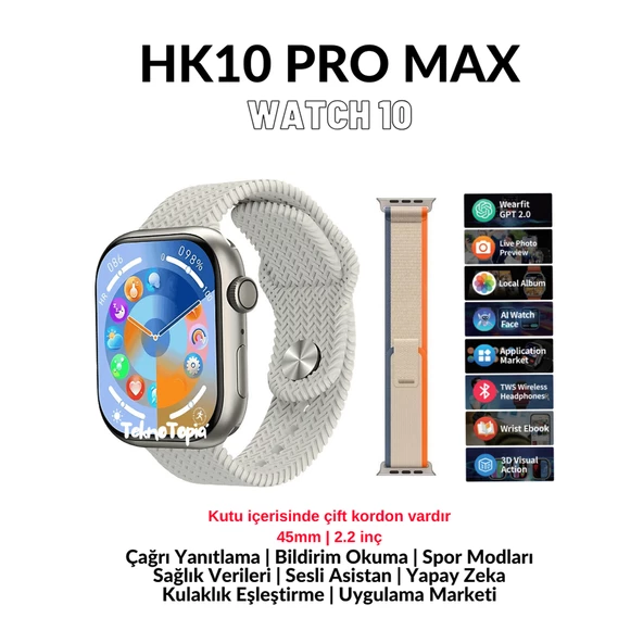 Wearfit Pro Watch 10 Series Hk 10 Pro Max Akıllı Saat Amoled Gsensor Yapay Zeka Destekli Kulaklık Eşleştirme Çağrı Yanıtlama Dil Çeviri Desteği Galeri Kitap Okuma Oyun Oynama - 2