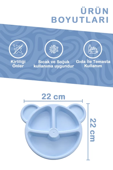 Mithra Life 3 Bölmeli Mavi Bebek Çocuk Yemek Mama Tabağı MIT1115 - 2