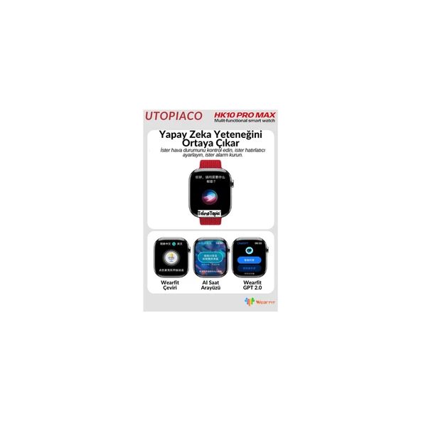 Wearfit Pro Watch 10 Series Hk 10 Pro Max Akıllı Saat Amoled Gsensor Yapay Zeka Destekli Kulaklık Eşleştirme Çağrı Yanıtlama Dil Çeviri Desteği Galeri Kitap Okuma Oyun Oynama - 3