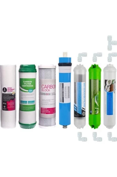 Su Arıtma Cihazı Filtresi 7'li Filtre Seti Paket Açık Kasa Quick Bağlantılı