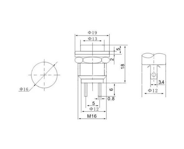 16Mm Mavi Push Buton Metal Ds-212 Ic-180 - 2