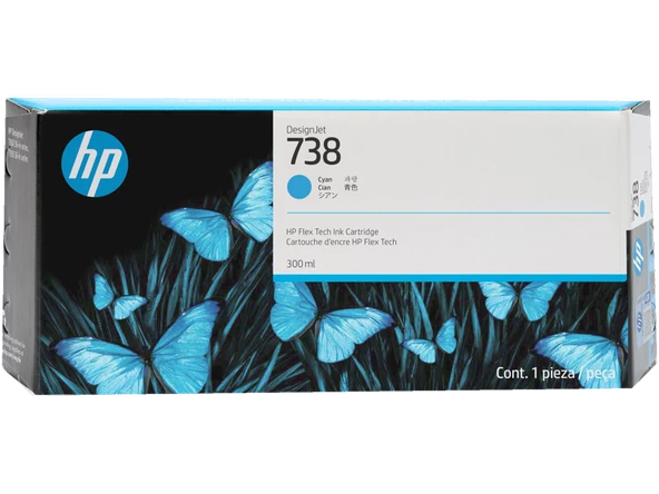 HP 676M6A Cyan DesignJet Ink Kartus 738