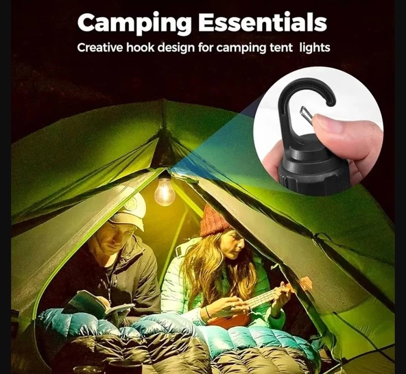 Hedyex Usb-C Şarjlı Led Ampül Kancalı Kamp Lambası 10W - 3