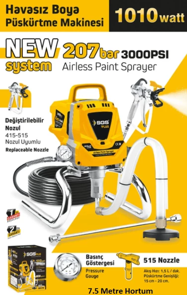 SGS PROFESYONEL HAVASIZ BOYA PÜSKÜRTME MAKİNESİ 1010 WATT 207 BAR - 2