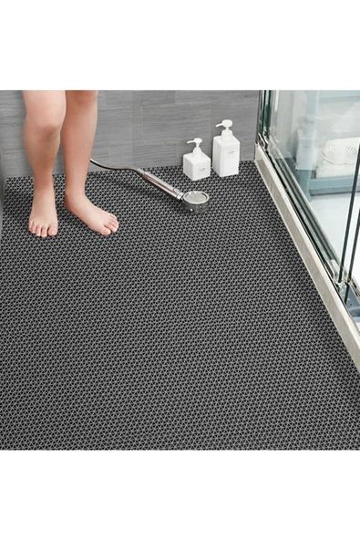 Home Banyo Duş Havuz- Z Mat Petek Kaydırmaz Pvc Paspas Gri En 90Cm. Boy 100 Cm