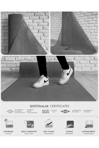 Home Banyo Duş Havuz- Z Mat Petek Kaydırmaz Pvc Paspas Gri En 90Cm BOY 400 CM - 5
