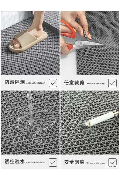 Home Banyo Duş Havuz- Z Mat Petek Kaydırmaz Pvc Paspas Gri En 90Cm. Boy 500cm (5m) - Resim 6