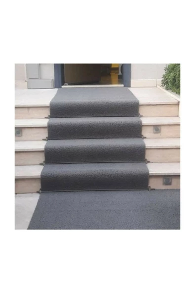 100 Cm X 1500 Cm Gri Kaydırmaz Kaymaz Yolluk Karmaşık Halı Kıvırcık Paspas 14 Mm