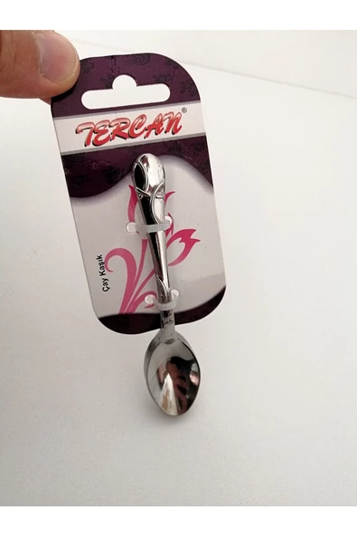 6 Adet Lux Çay Kaşığı Tercan Kartelalı Çay Kaşığı Paslanmaz Çelik 6Şar Tane Sert Bükülmez - 3