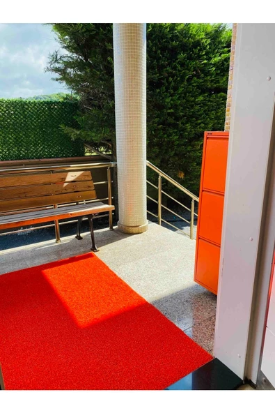 Kıvırcık Paspas Kaymaz Paspas 14 Mm Turuncu Yolluk Antibakteriyal Hijyenik 100X250 - Resim 3