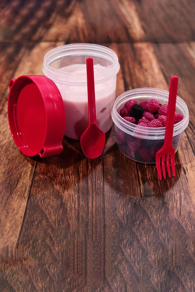 Titiz Plastik Take "N" Go Çatallı Ve Kaşıklı Müsli Kabı 1100 Ml - 2