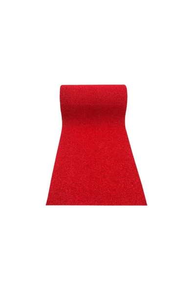 100 X 250 Cm 14Mm Pvc Kaydırmaz Kırmızı Kıvırcık Paspas - Resim 3