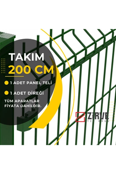 Tel Örgü Panel Çit Takımı 200 Cm X 250 Cm (Aparatlı) DİREK DAHİL