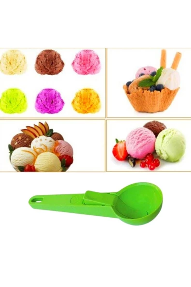 Pratik Mandallı Plastik Dondurma Servis Sunum Kepçesi Kaşığı - 3