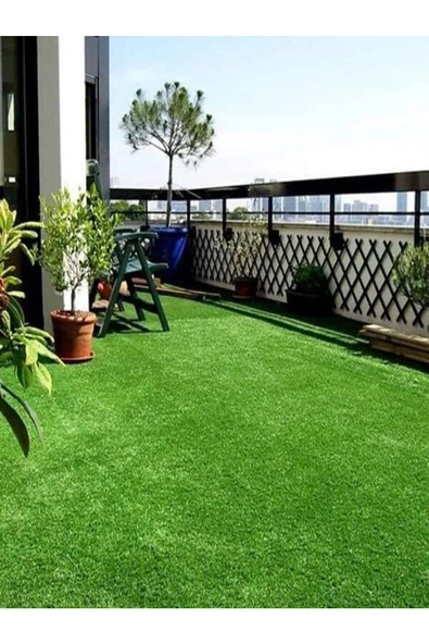 Balkon Bahçe Suya Dayanıklı 7 Mm Yapay Çim Halı Suni Çim Halı 7 Mm EN 100 BOY 550 CM