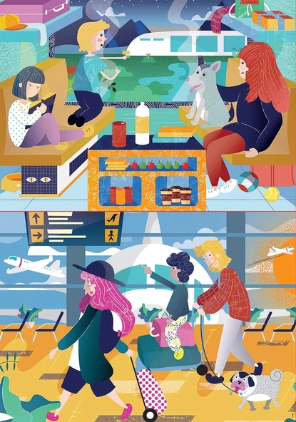 Educa Ahşap Puzzle 2X48 Havaalanı ve Tren 18604 - 2