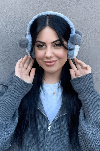 Gri Renk Ayıcık Figürlü Peluş Kulaklık - 2