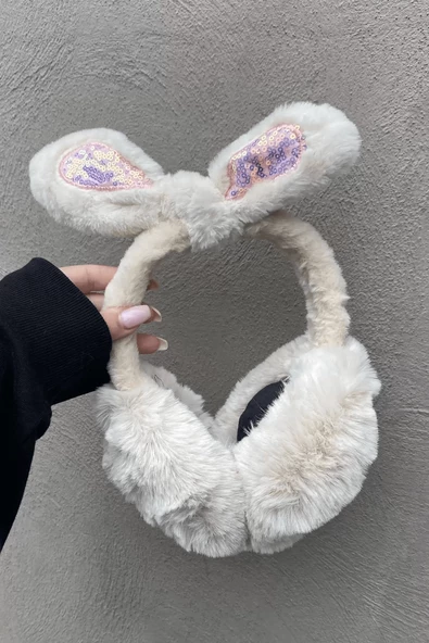 Krem Renk Kulak Figürlü Peluş Kulaklık - 2
