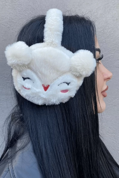 Krem Renk Ayıcık Figürlü Peluş Kulaklık - 2