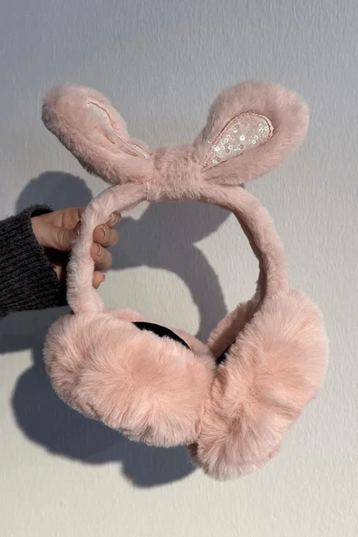 Pembe Renk Kulak Figürlü Peluş Kulaklık - 2