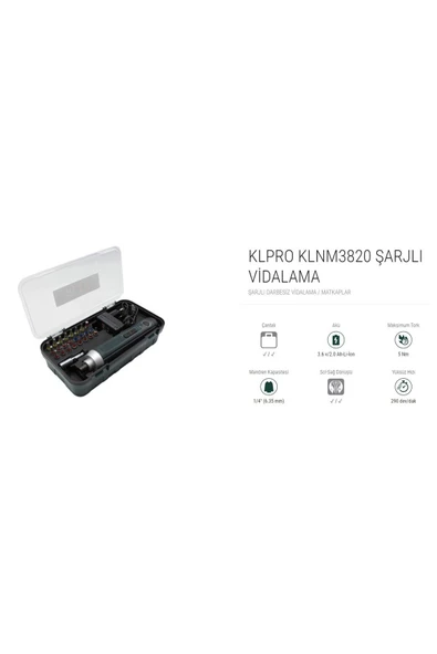 KALEPRO  KLPRO ŞARJLI VİDALAMA 25 PARÇA SET (KLNM3820) - 3