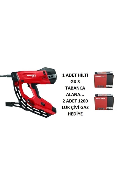 Hilti  GX 3 TABANCA YANINDA 2 ADET 1200 LÜK ÇİVİ GAZ