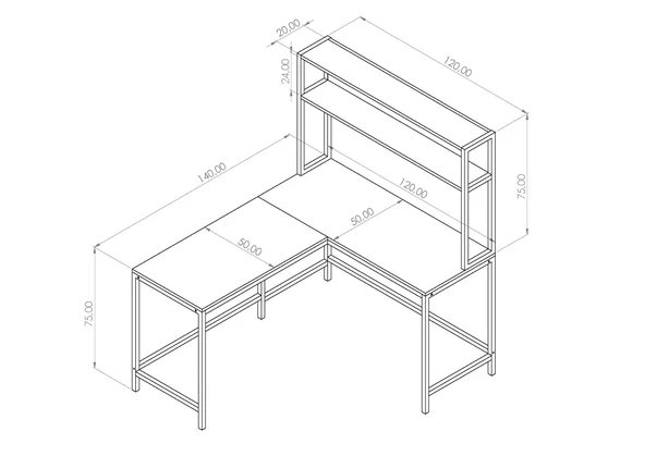 Arpelia Raflı L Çalışma Masası 140x120x75 Cm - 6