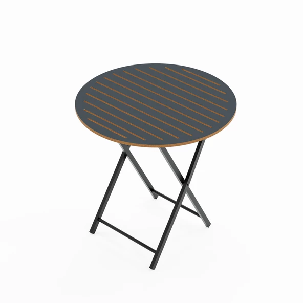 Eportatif Katlanır 4 Kişilik Yuvarlak Bahçe Masası Bistro Masa 70x70 Füme 1508 - 2