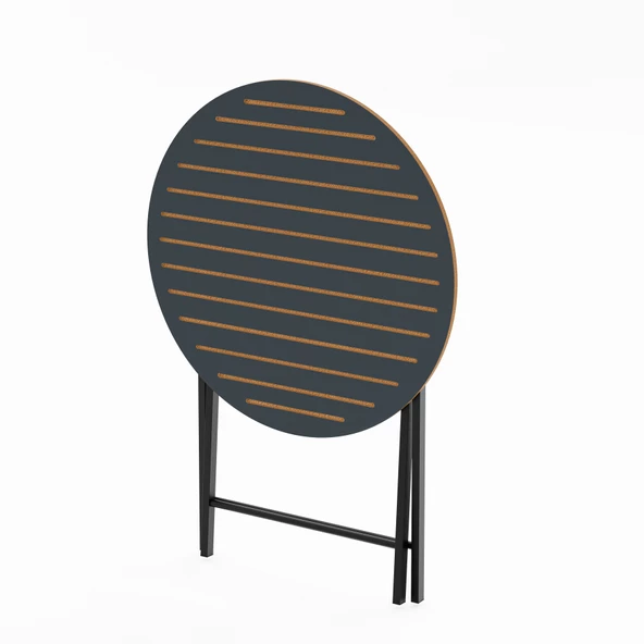 Eportatif Katlanır 4 Kişilik Yuvarlak Bahçe Masası Bistro Masa 70x70 Füme 1508 - 4
