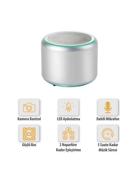 Logia Mini S 5W Bluetooth Hoparlör Gümüş - 3