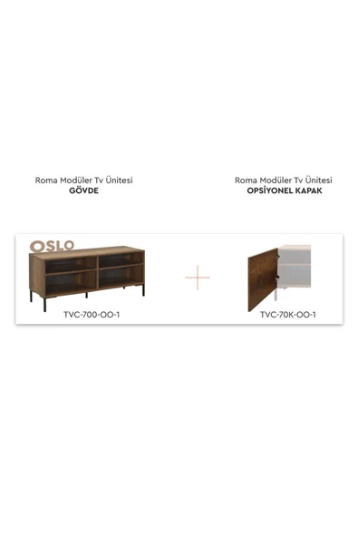 Roma Modüler Tv Ünitesi - Koyu Ceviz (oslo Ceviz) 120x53x48 Cm (gxyxd) - 7