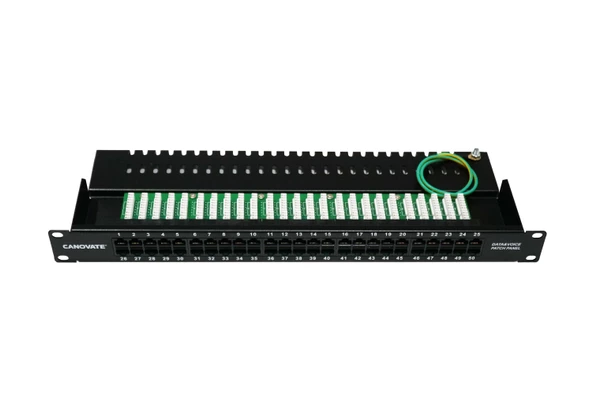Canovate 50 Port Cat 3 Telefon Patch Panel 1U 19'' Siyah Zırhlı Ral 9005 2 Yıl Üretici Garantili - 1