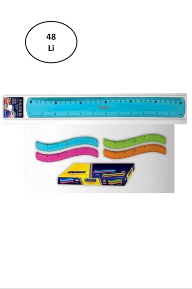 Flexible Esnek Silikonlu (Kırılmaz) Cetvel 30 cm  48'li