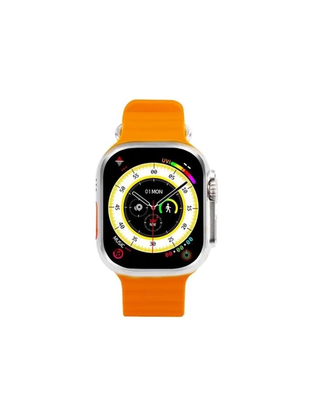 Logia Ultra Hello 3 Plus Akıllı Saat 49 mm Gri Alüminyum Kasa Turuncu Spor Silikon Kordon - 2
