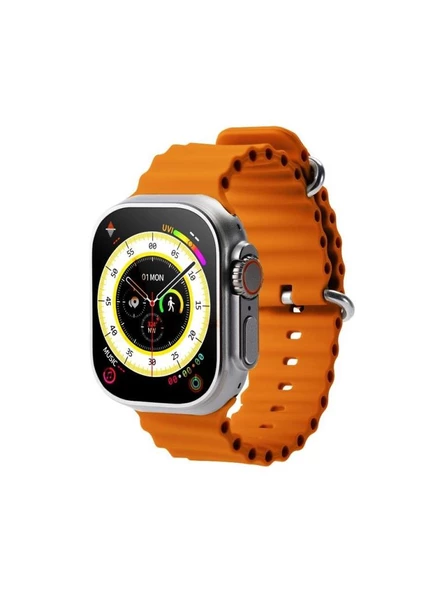 Logia Ultra Hello 3 Plus Akıllı Saat 49 mm Gri Alüminyum Kasa Turuncu Spor Silikon Kordon