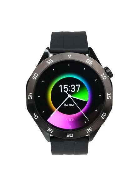 Logia HT04 Akıllı Saat 46 mm Siyah Silikon Kordon Çinko Alaşım Kasa