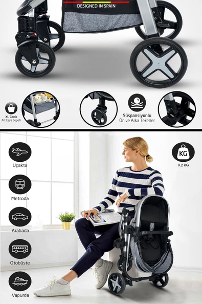 Baby Home 950 Tayla Çift Yönlü 6 In 1 Travel Sistem Bebek Arabası - 11