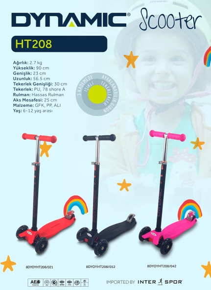 Dynamic HT208 3 Tekerlekli Scooter Siyah - 2