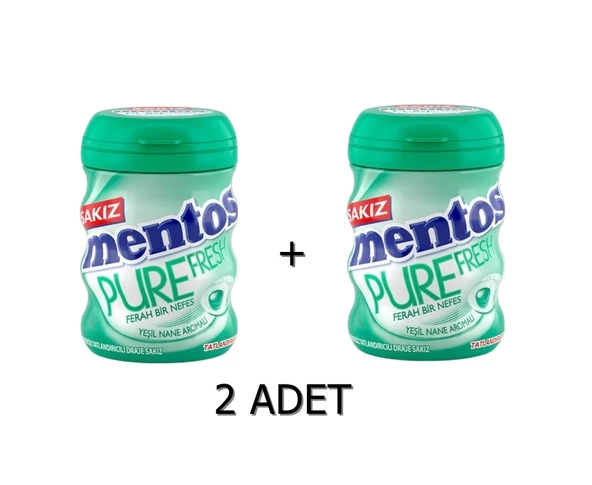 Mentos Pure Fresh Yeşil Nane Aromalı Sakız - Şekersiz(Tatlandırıcılı) 60g (2 ADET)