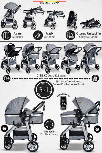 Baby Home 950 Tayla Çift Yönlü 6 In 1 Travel Sistem Bebek Arabası - 7