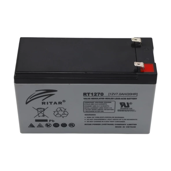 RİTAR 12V 7AH BAKIMSIZ KURU TİP AGM VRLA AKÜ - 2