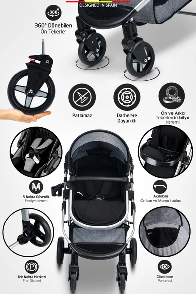 Baby Home 950 Tayla Çift Yönlü 6 In 1 Travel Sistem Bebek Arabası - 9