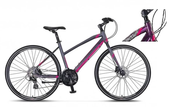 MOSSO LEGARDA-2321-LDM-H KADIN ŞEHİR BİSİKLETİ 410H 28 JANT 21 VİTES MÜRDÜM PEMBE